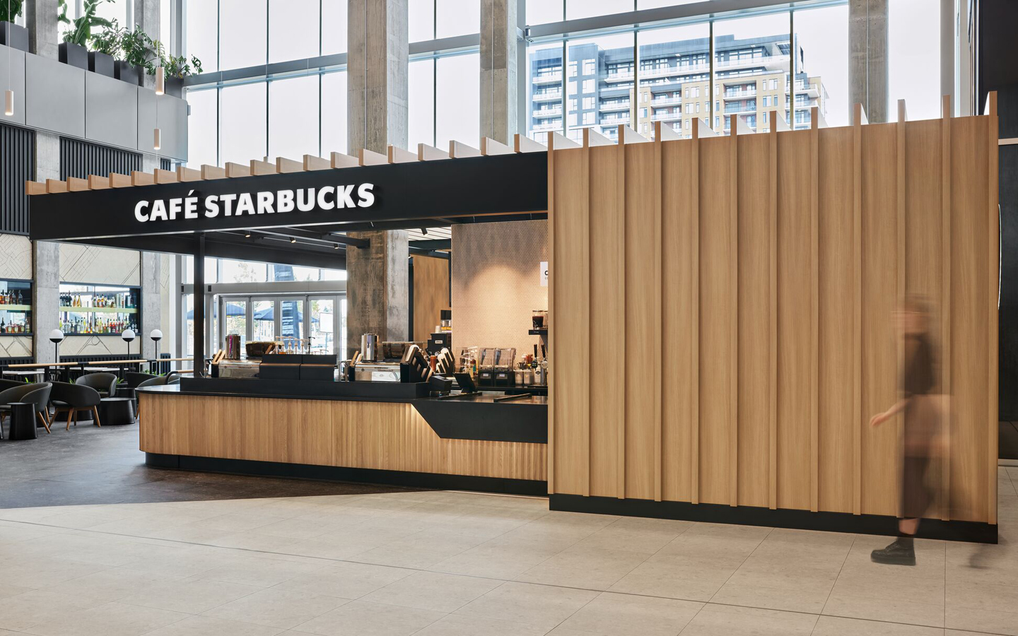 Battens and Custom Finish Wrap | Starbucks Solar Uniquartier